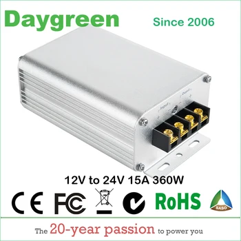 

12V TO 24V 15A 360W DC DC Step Up boost Converter Transformer 12VDC to 24VDC 15 AMP CE RoHS Certificated for Driving Light