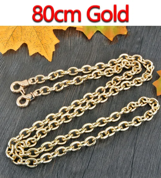 DIY 9mm Gold, Silver, Gun Black O Shape Chains Replacement Shoulder Bag Straps for Small Handbags Belts Handles - Цвет: 80cm Gold