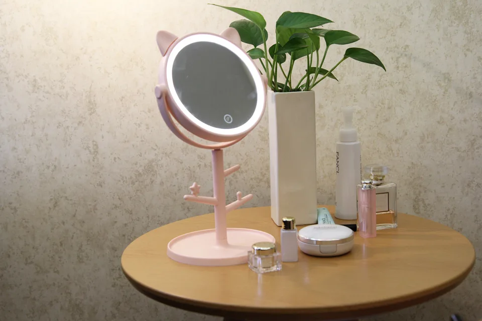 YUJIA портативный светодиодный косметическое зеркало с подсветкой компактное карманное зеркало для макияжа увеличительные очки косметическое зеркало для рук