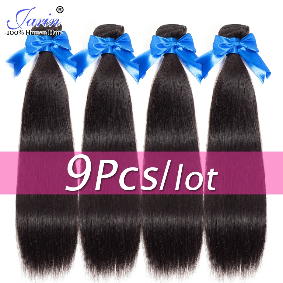 

JARIN 9 Pieces/lot Peruvian Straight Human Hair Extension 100% Remy Hair Bundles Deal 30 32 Inch Long Hair Weave Can Mix Length