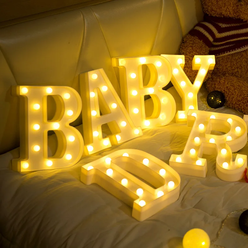 Светящийся Рождественский светодиодный креативный Ночной светильник с буквенным принтом 26 английских букв и цифр, романтическая лампа для украшения дома и свадьбы