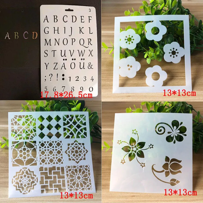

4pcs/set Templates Letters And Numbers Bullet Journal Templates Mesh Painting Stencils For Diy Scrapbooking Album Decor Template