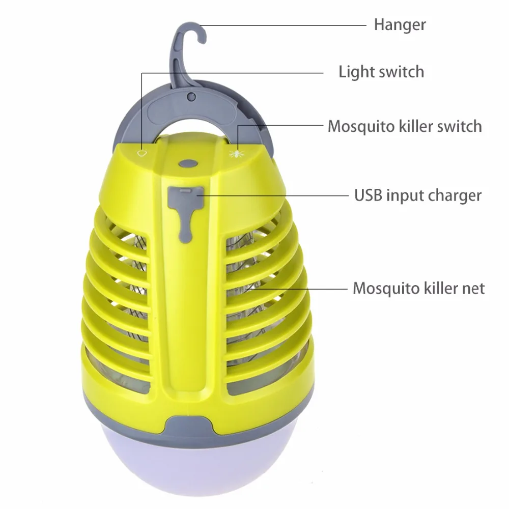 Dewel USB светодиодная лампа от комаров для улицы отпугиватель комаров лампа водонепроницаемая ультрафиолетовая от комаров или дома 2 режим работы