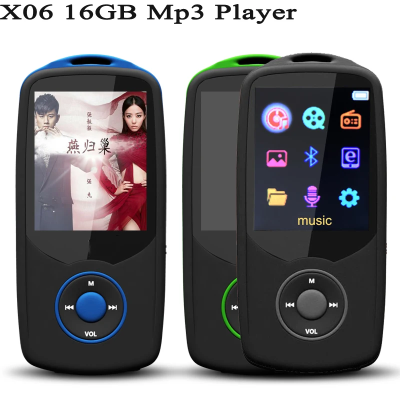 

Original RUIZU X06 MP3 Player Bluetooth Sports 16G 100hours high quality lossless Recorder Walkman FM radio MP3 music Player
