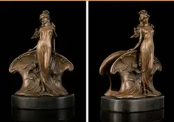 Free Art Deco Скульптура Красивая Женщина Элегантный Девушка Бронзовая Статуя Подписали быстро