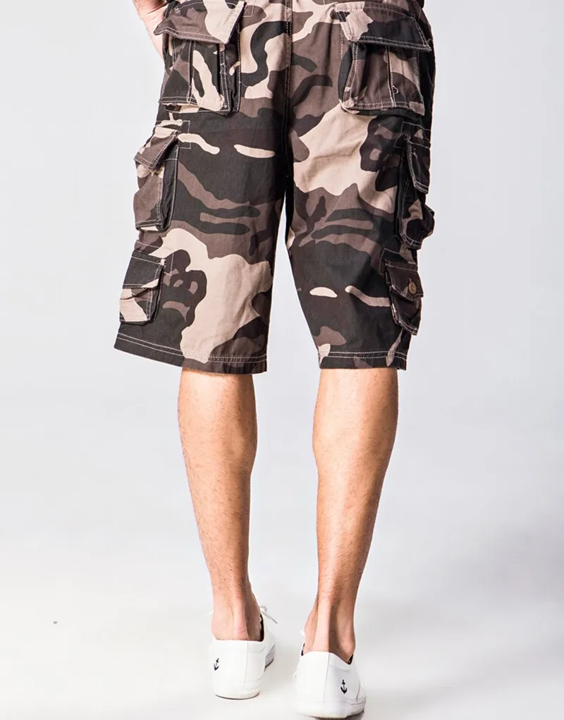 Дешевые Тактический Камуфляжный Короткие штаны военный стиль армия бермуды камуфляж мужские шорты Карго мешковатый свободный дизайн