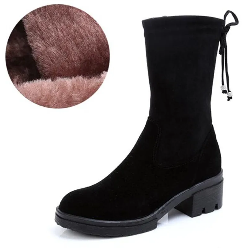 

2018 New Autumn and Winter Boots Women Shoes Fashion Black Matte Cow Leather Shoes Woman Simple Comfort Plus Velvet Women Boots