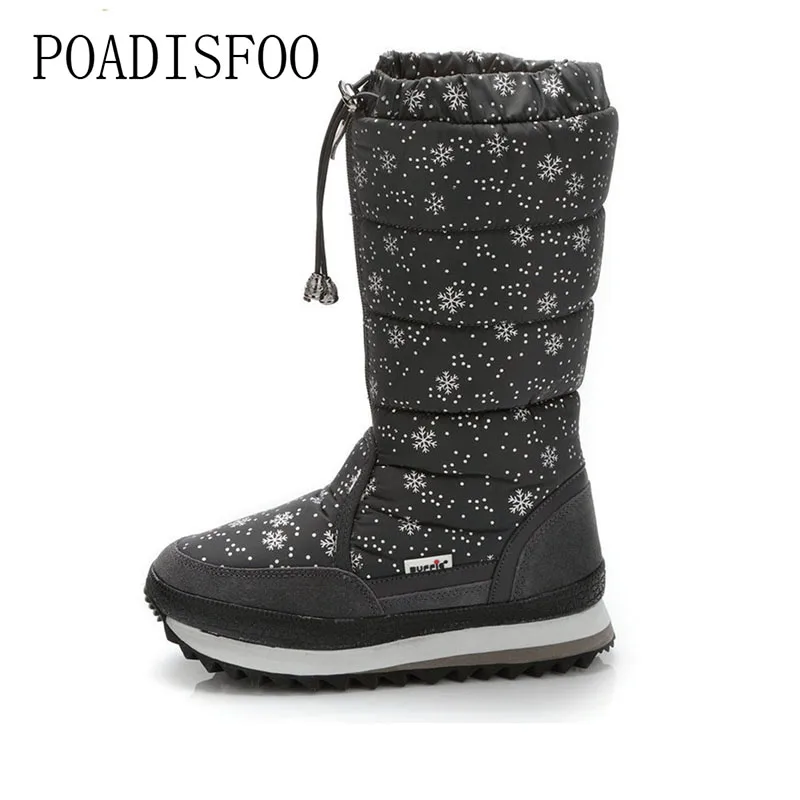 POADISFOO 35-43 Women Boots Plush Warm Snow Boots cotton Winter Boots Waterproof Snow Botas zipper up DOWN boot .XZ-05