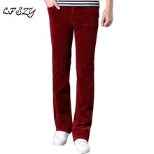 Весенне-осенние мужские джинсы повседневные вельветовые брюки с микро-колокольчиком Корейская версия стрейчевых узких широких брюк