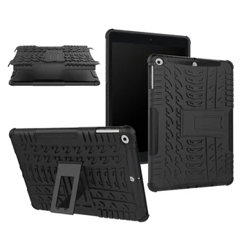 

100PCS/Lot Good Quality For Apple iPad 9.7 2017 Stand Hybrid Armor PC+Silicone Cover Case By DHL