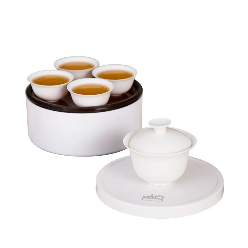 

Portable White porcelain tea Set,Travel Kung Fu Tea Set Teacup Porcelain Service Gaiwan Tea Cups Mug of Tea Ceremony Teapot