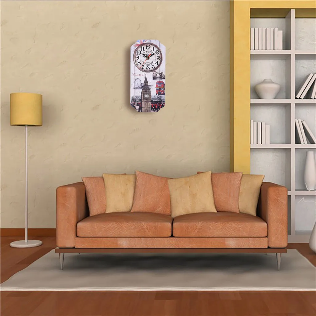 

Wall Clock Creative Wooden MDF Wall Clock Farmhouse Decor Wall Clocks Large Decorative Clock Wall Vintage 30x14.7x0.3cm May 13