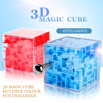 

Intellect Magic Cube Box 3D Cube Puzzles Games Steel Ball Maze Toy Hand Fun Balance Challenge Game Toys For Kids Gift