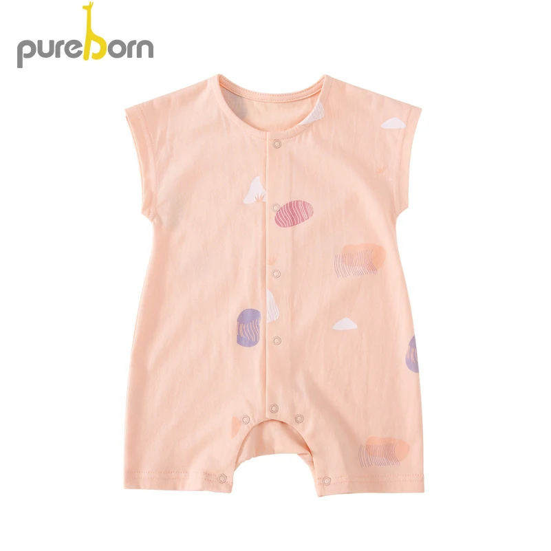 

Pureborn Newborn Baby Boys Girls Rompers Toddler Infant Jumpsuit Cartoon Cotton Short Sleeve Clothes Summer Sunsuit Outfits