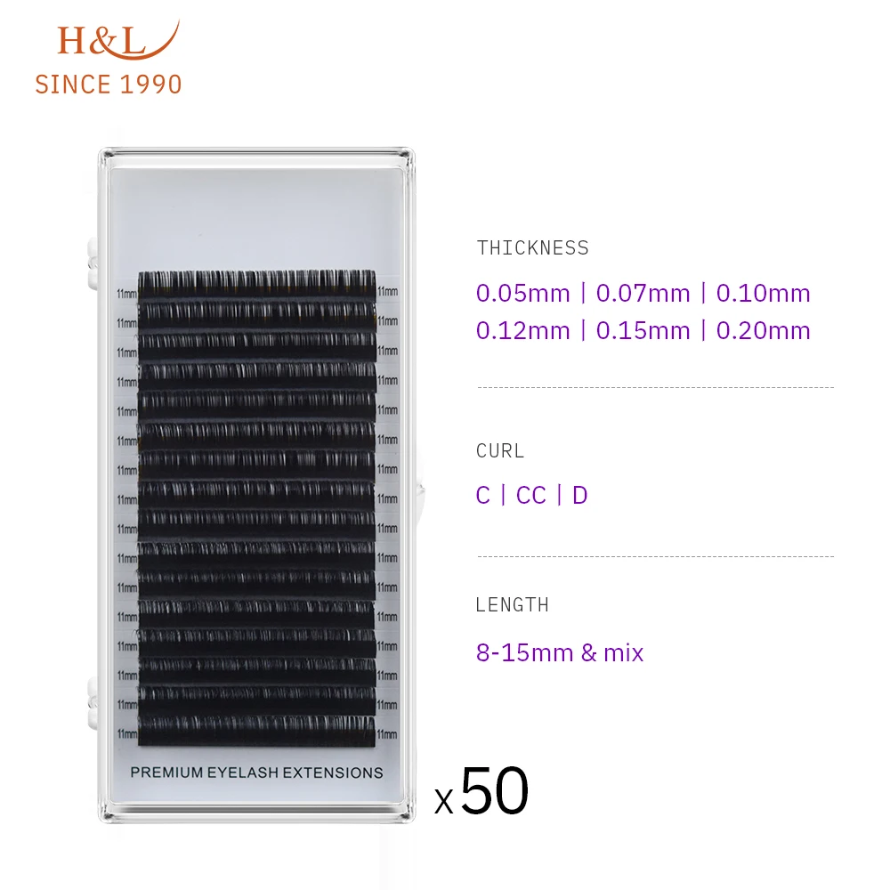 

H&L SINCE 1990 16Rows Faux mink individual eyelash lashes maquiagem cilios for professionals soft mink eyelash extension