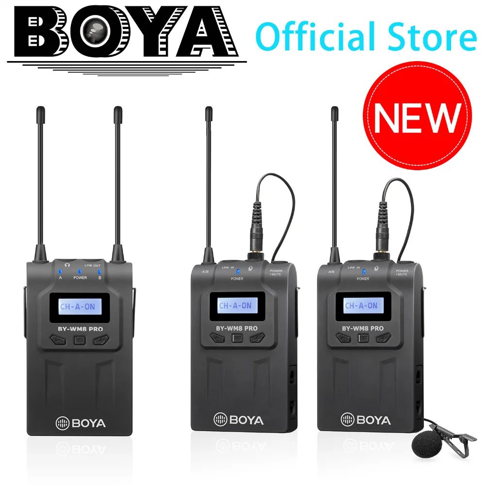 

BOYA BY-WM8 Pro UHF Wireless Lavalier Microphone System for iPhone 8 Video Interview Broadcast Canon Nikon DSLR Camera Camcorder