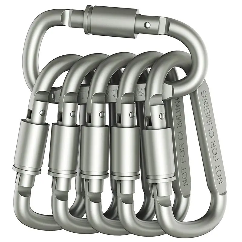 

6 pcs Aluminum Alloy D-ring Locking Carabiner Light but Strong