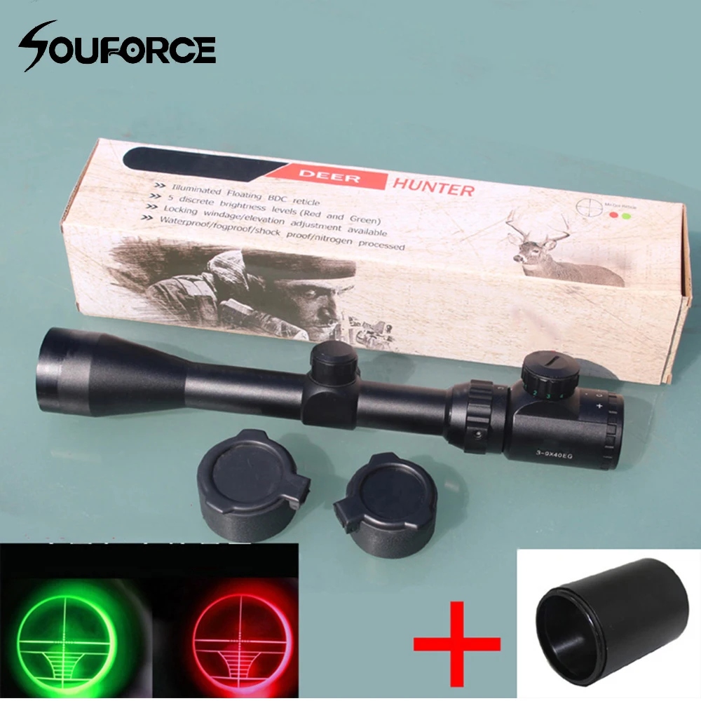 

Tacticle Riflescope 3-9x40 Red/Green Illumination Rangerfinder Reticle Optical Scope with With Extinction Tube for Hunting