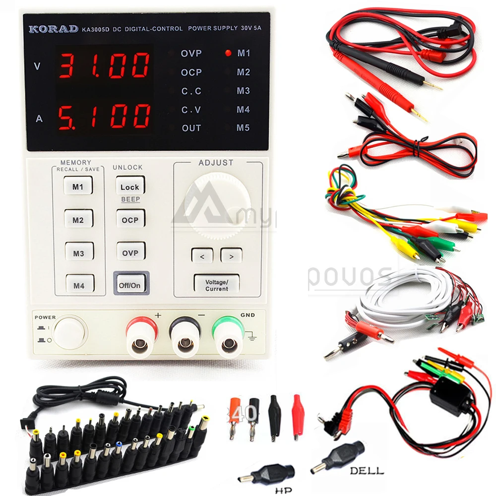 

KORAD KA3005D Precision Adjustable Digital Programmable DC Power Supply Laboratory Power Supply 30V 5A +Laptop AC DC JACK Phone