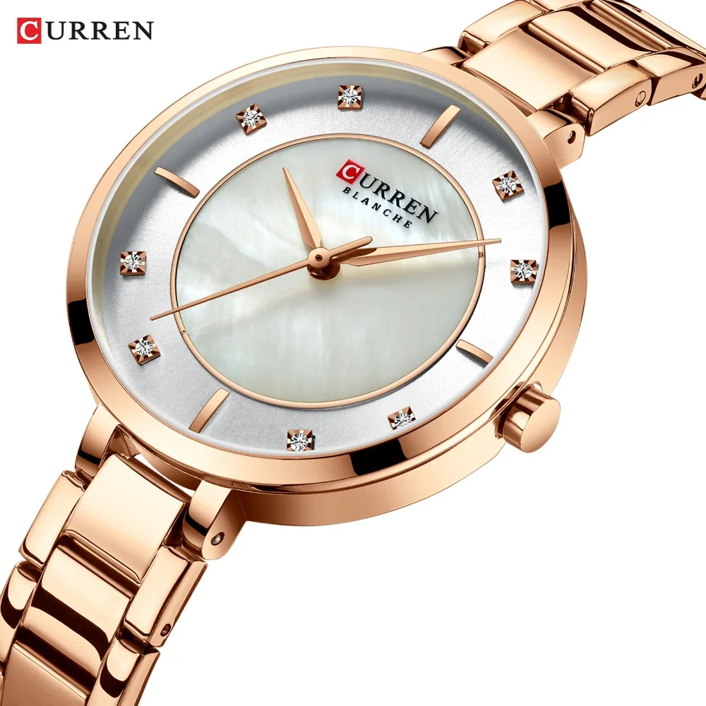 Curren, женские часы, розовое золото, Топ бренд, роскошные часы для женщин, кварцевые, водонепроницаемые, женские наручные часы, для девушек, часы