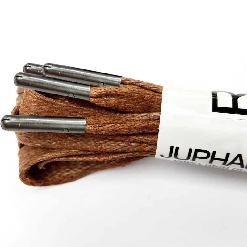 3Pairs Waxed Cotton Flat Shoelaces Leather Shoes Shoestring Leather Boots Shoe Laces Martin Boots Shoelace Metal Head High-grade