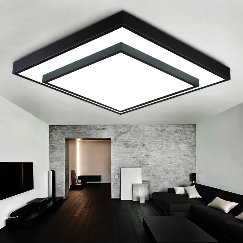 

Modern minimalist square Ceiling Lights Nordic personality black and white living room lamps atmospheric fashion ZL79