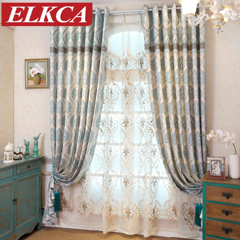 Buy Mediterranean Classic Blue Embroidered Curtains