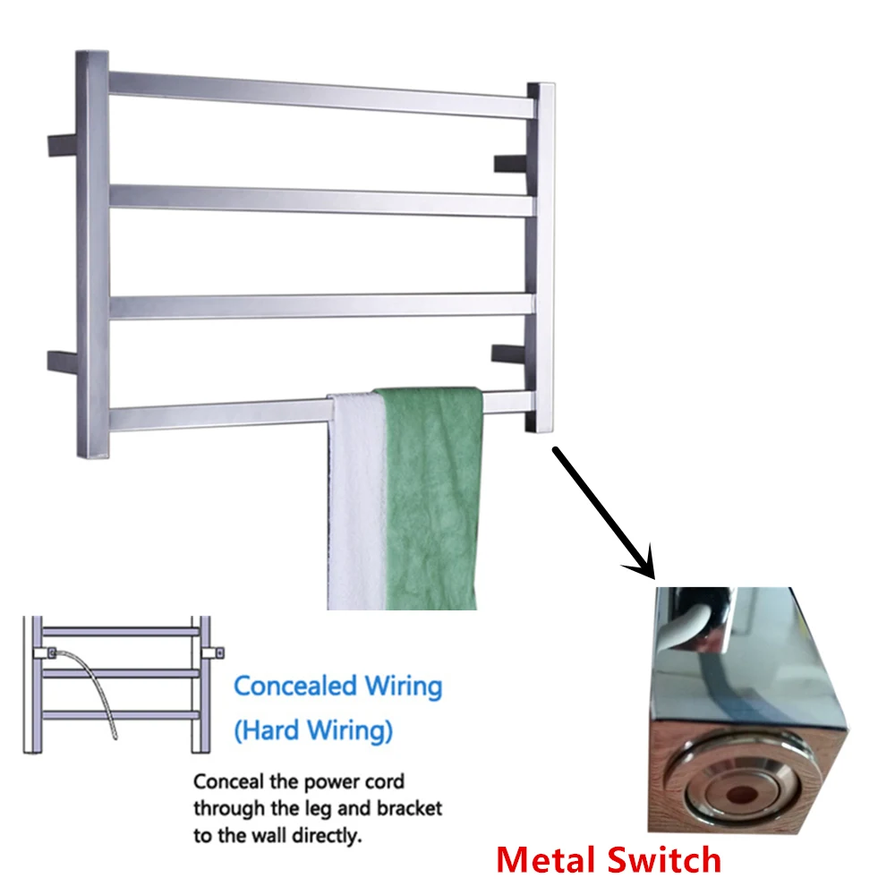 Нержавеющая сталь 304 Электрический настенный полотенцесушитель, аксессуары для ванной комнаты стойки, полотенцесушитель TW-RT2 - Цвет: Hidden Cable 4