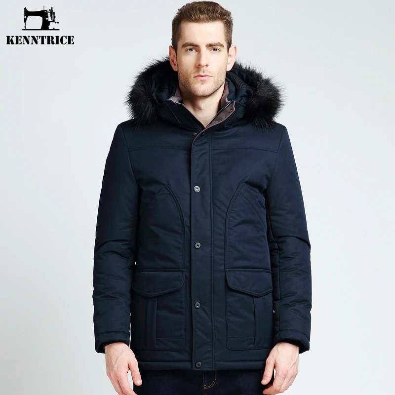 Blue Puffer Jacket With Fur Hood Mens - gabrielle-monde