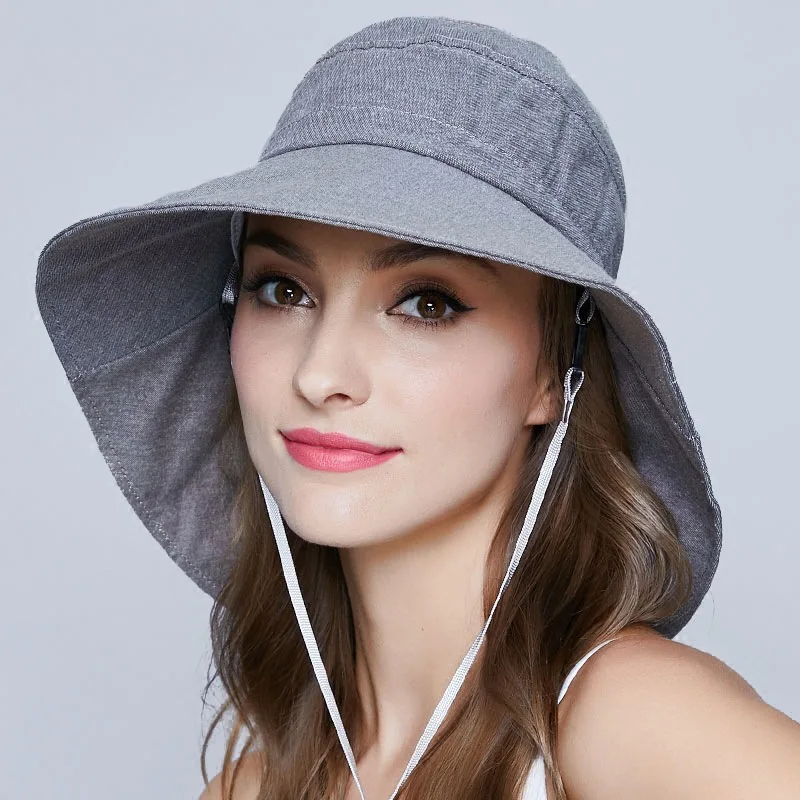 Japan Fashion Cotton Foldable Bucket Hat For Women Solid Summer