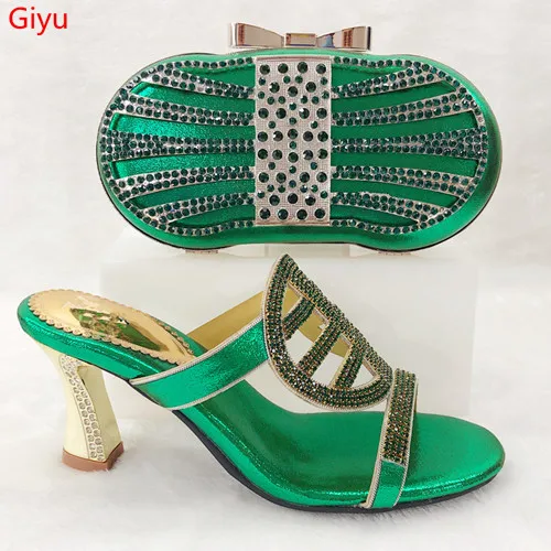 

doershow nice green Shoes and Bags To Match Set Sale Shoes and Bags low Heel Sandals Women Italian African Party Pumps! SKN1-8