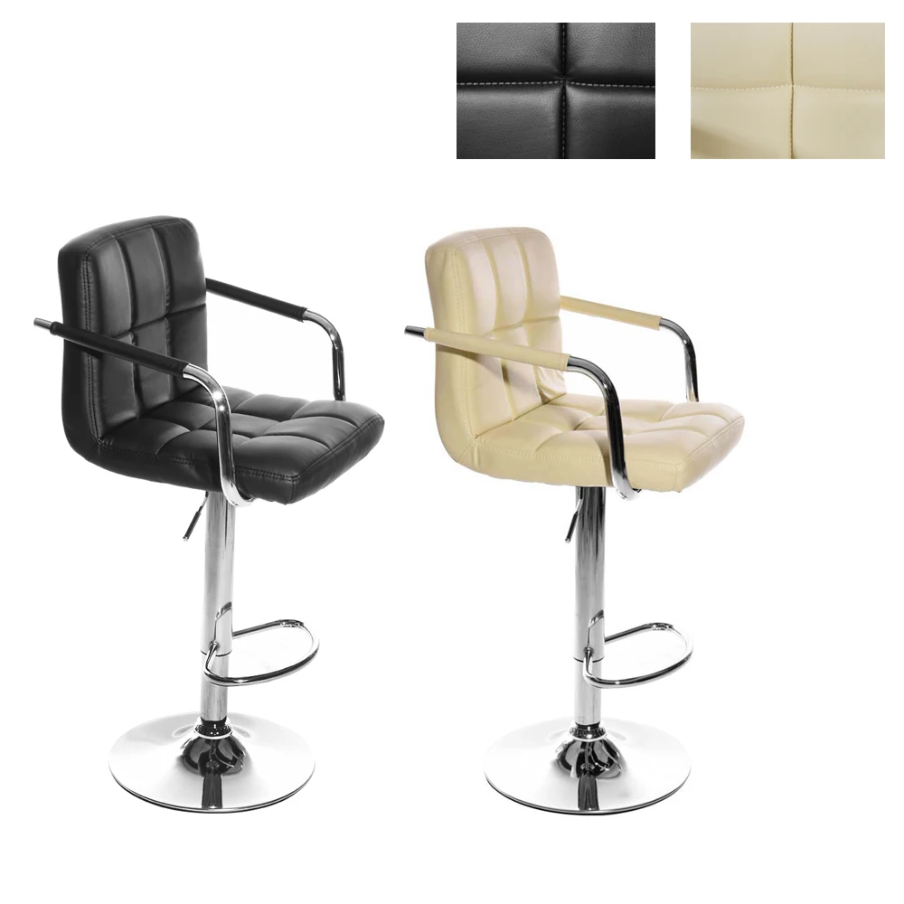 Swivel Bar Stool Modern Plaid Chrome Arm Bar Chair Gas Lift Adjustable