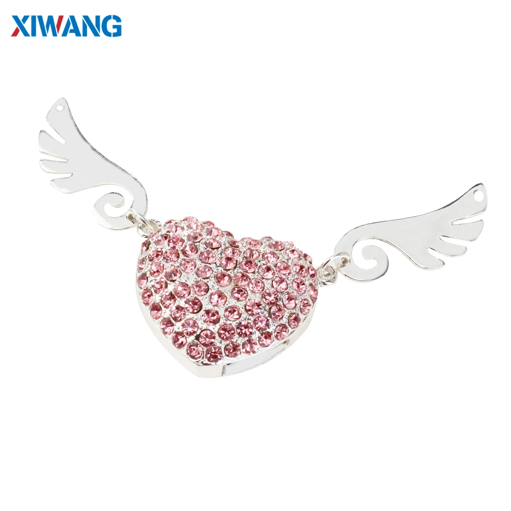 Crystal Necklace Heart USB Flash Drive 64GB 32GB Pen Drives 128GB 16GB 8GB 4GB USB 2.0 Pendrive Jewelry Memory Stick Girls Gift (7)