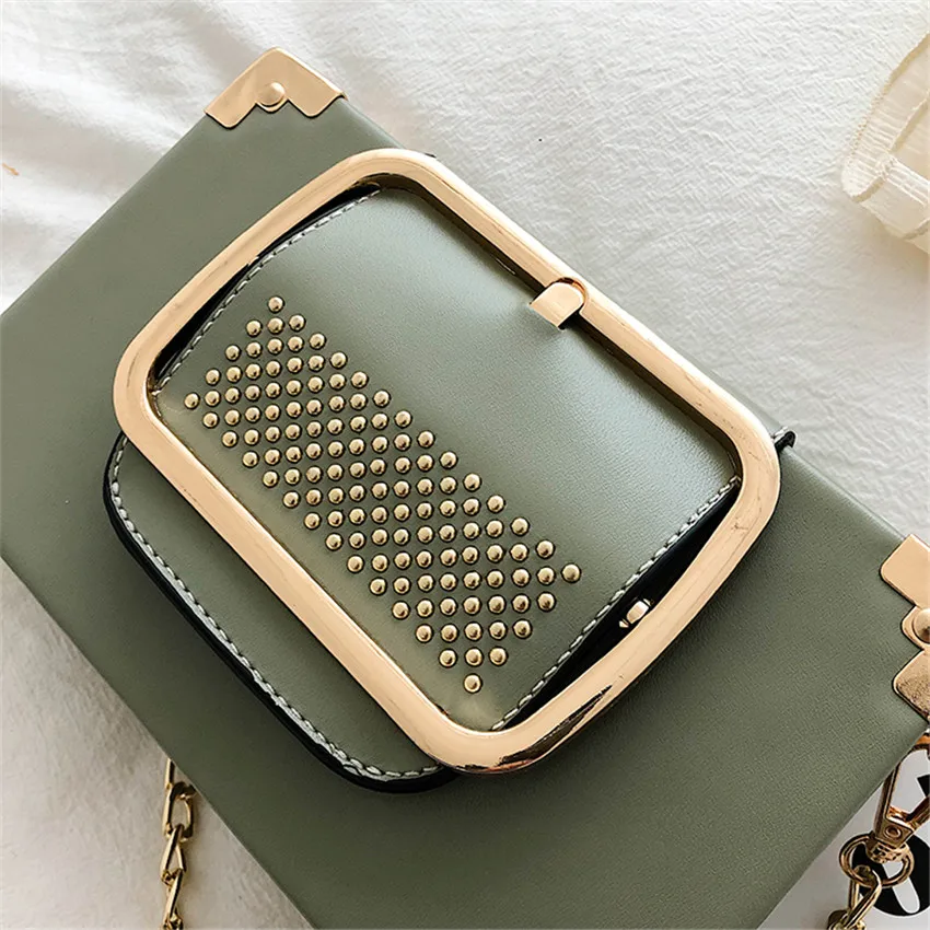 TOYOOSKY Малый цепи для женщин коробка Сумки из искусственной кожи Женский дамы сцепления Ретро сумка-мессенджер с заклепками сумка