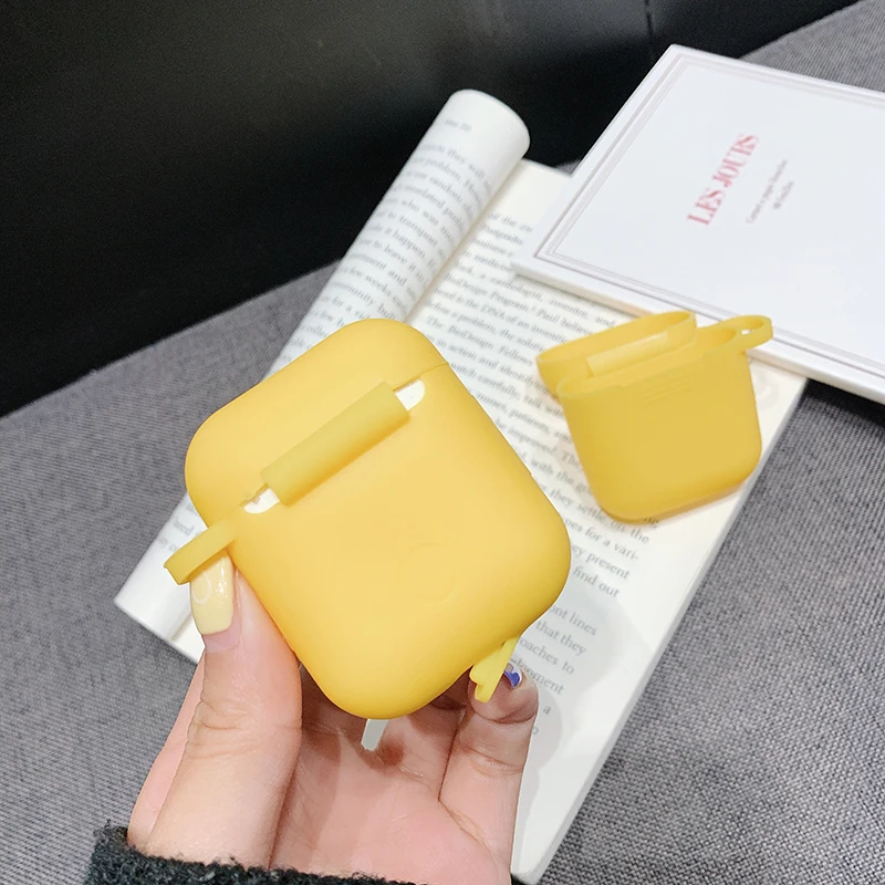 Silicone TPU Bluetooth Wireless Earphone Case Protective Cover Skin Accessories for Apple Airpods Charging Box with Hooks    0