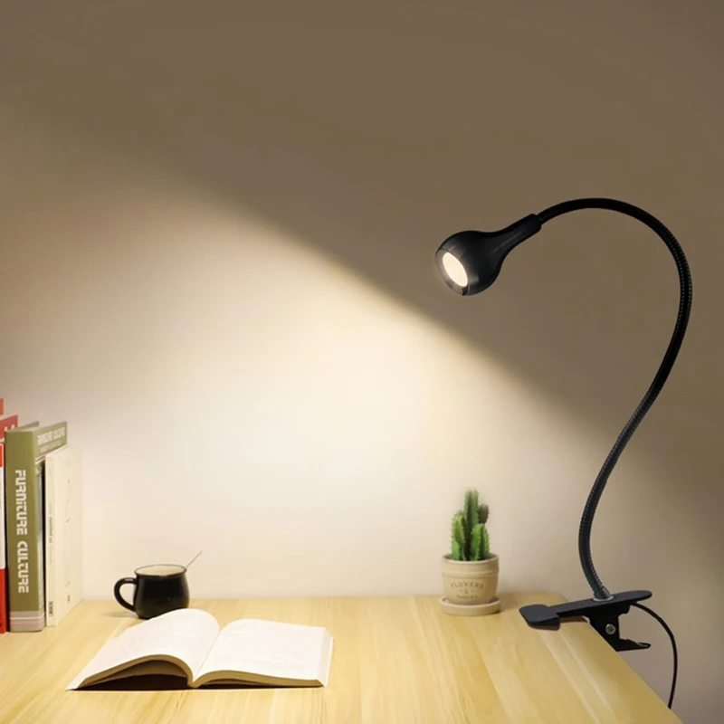 

Clip Holder LED Table Lamp Flexible USB Desk Lamp Reading Study Lamp Led Light With Button Switch for Living Room Home Decor