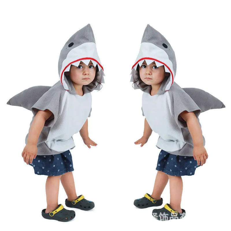 

Cute Hooded Shark Cosplay Halloween Costume For Kids Children Animal Toddler Carnival Party Cartoon Fancy Dress Gifts