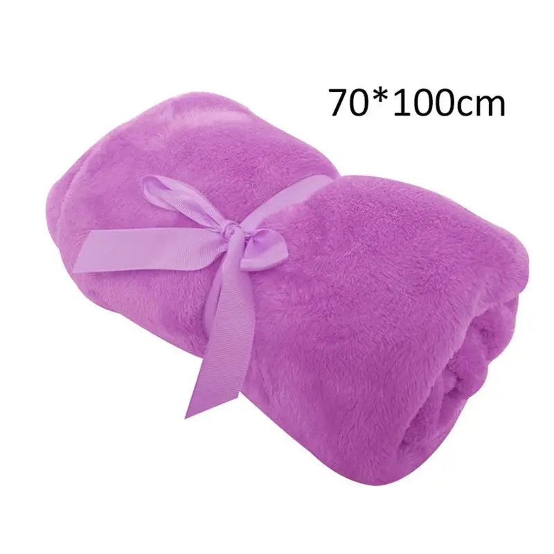 Однотонное мягкое одеяло ярких цветов, многофункциональное одеяло, теплое Коралловое Клетчатое одеяло для путешествий, фланелевый диван для кровати и спальни - Цвет: purple larger
