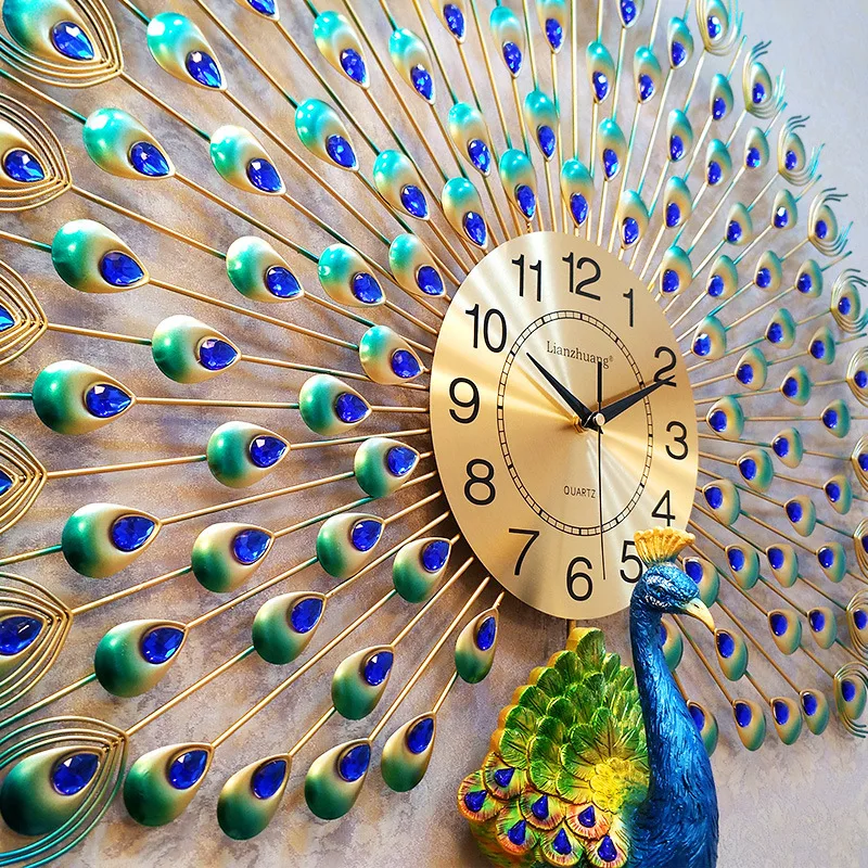 Большой кристалл павлин настенные часы настенные домашний декор настенные часы современный дизайн настенные часы свадебное украшение