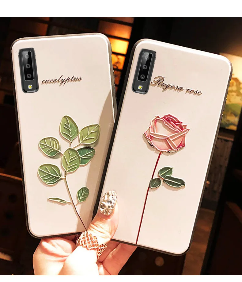 

For samsung galaxy a7 2018 Case silicone 3d relief soft tpu Small fresh series phone case for samsung a7 2018 cover fundas coque