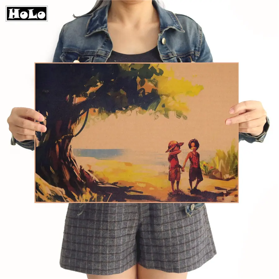 

One Piece Vintage Comic Kraft Paper Poster Retro Decorative Classic Movie Paintings Living Room Wall Sticker FND 42x30cm