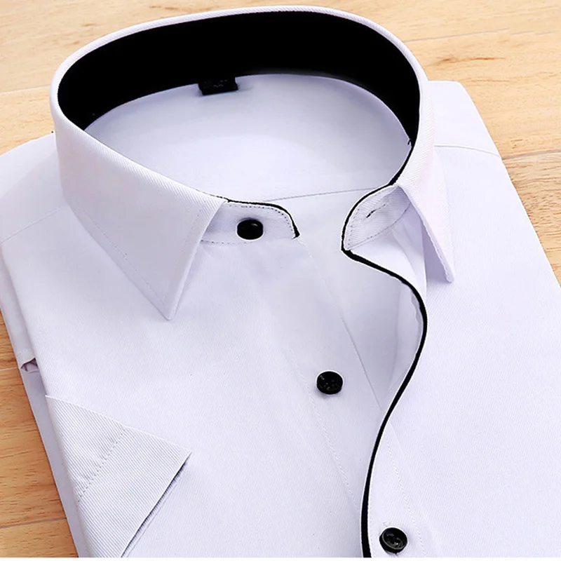 

Summer White Shirt Men's Short-Sleeved Korean Version Solid Color Twill Business Casual Shirt Professional Clothing Fashion Tops