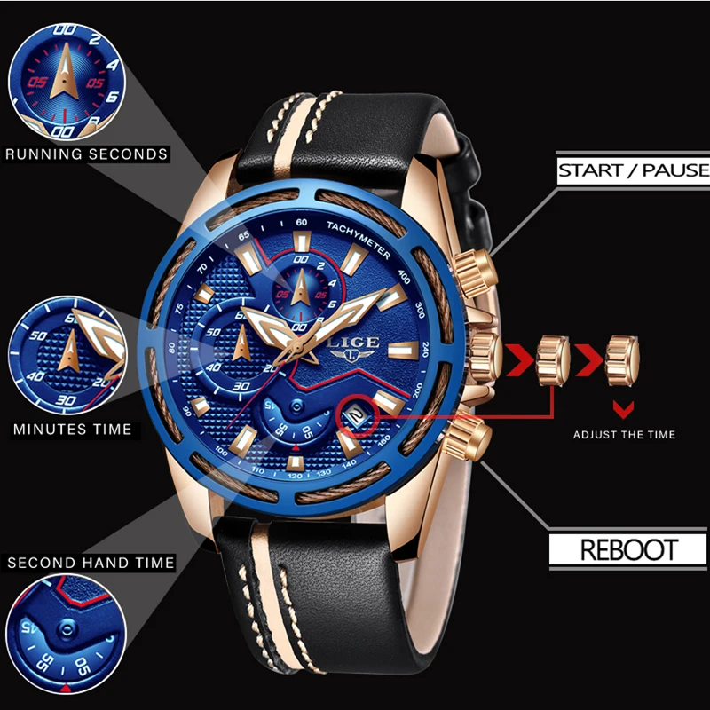 Relojes Hombre Новинка 2018 года LIGE модные для мужчин s часы лучший бренд класса люкс