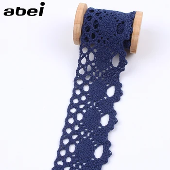 

5Yards Embroidered Blue Cotton Ribbon 45mm Width Knitted Cotton Lace Trims Garmemts Clothing Wrapping Edge Accessories Trimming