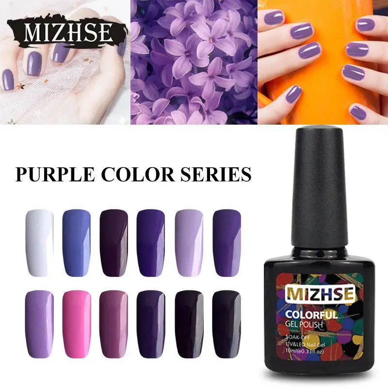 MIZHSE UV Gel Color Purple Gellak UV Lamp Top Base Coat Gel Paste Nail