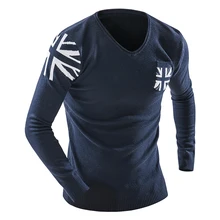 2017 The New V-Neck Long Sleeve UK Flag Man Sweaters Slim Fitness Elastic Pullovers Pocket Design Casual Knitwear Fashion Men