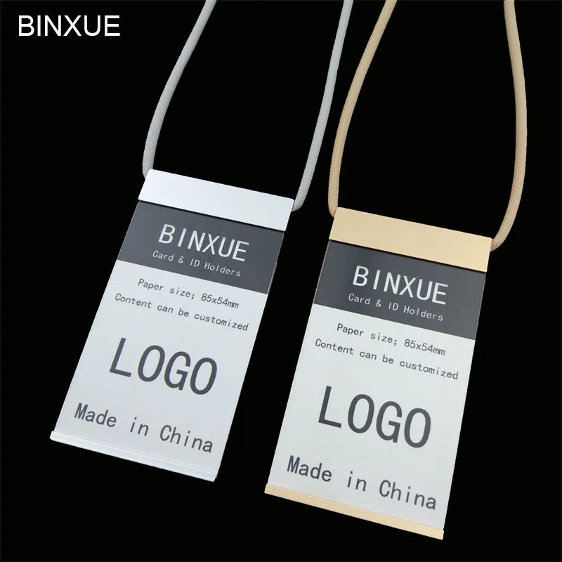 

BINXUE Employee card no border Cover card Aluminum alloy material durable Card & ID Holders badge and lanyard hang tag bag