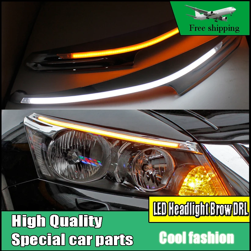 

Car Styling 9600Lm For Honda Accord 8th 2008-2013 LED Headlight Brow Eyebrow Daytime Running Light DRL With Yellow Turn signal