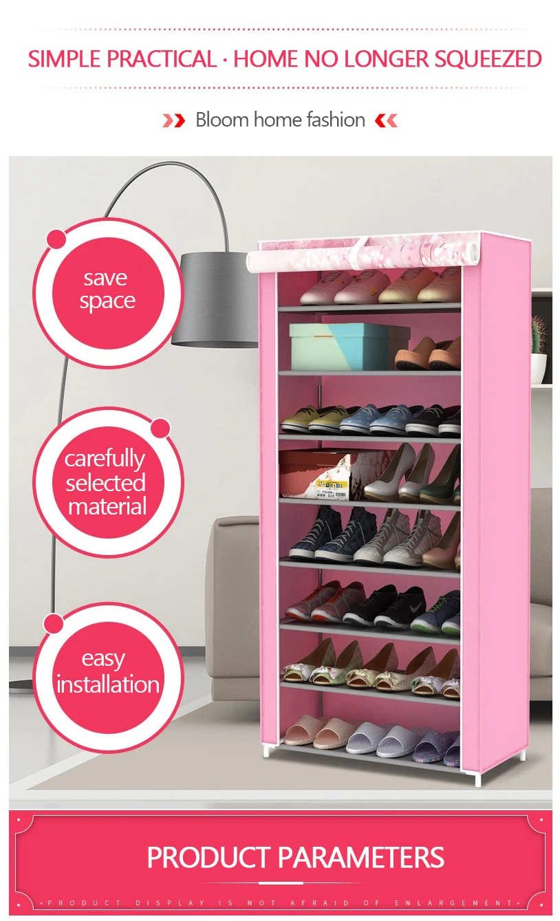 Шкаф для обуви с 9-слойные 8-сетки 3D рисунок нетканые ткани большой органайзер для обуви Съемный ящик для хранения обуви для домашней мебели