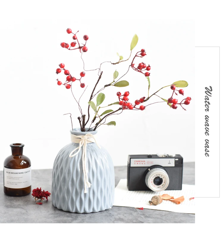 Скандинавская керамическая ваза креативные складки с пеньковой веревкой гидропонная ваза для цветов сушеные цветы вставленные настольные украшения для дома